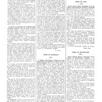 0186 - Page 186 - Revue des thèses. Thèses de Paris (1931). J. Michel Demole. Contribution à l'étude de l'origine des hématémèses / R. Rivoire. Le syndrome des cardiaques noirs (syndrome d'Ayerza) chez les gazés de guerre (A. Lahure, éditeur) [Robert Clément] / Paul Véran. La cessation du pneumothorax artificiel ; ses indications ; l'avenir des malades (G. Doin et Compagnie, éditeurs) [A. Ravina] / Thèse de Marseille (1931). A. Galland. Contribution à l'étude de la sympathectomie péri-artérielle au niveau de la fémorale primitive (Thèse de la faculté mixte de Marseille, 1931) (Leconte, éditeur, Marseille) [P. Grisel] / Thèse de Lyon (1931). Marius Giraud. Etude radiologique de la muqueuse gastro-duodénale normale et pathologique (Bosc frères, M. et L. Riou, éditeurs, Lyon) [Morel Kahn] / Thèse de Montpellier (1931). Gaston Anselme Martin. L'association sucre-insuline en thérapeutique cardiaque [Viallefont]