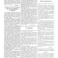 0211 - Page 211 - Chroniques, variétés et informations. Le Brésil médical / L'influence de la prohibition sur la santé publique en Finlande / Vie syndicale / Intérêts professionnels / La médecine à travers le monde. Argentine