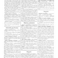 0231 - Page 231 - Chroniques, variétés et informations. Université de Paris. Thérapeutique (5e année) / Clinique médicale des enfants / Anatomie clinique et chirurgicale / Anatomie descriptive / Universités de province. Faculté de médecine de Lyon / Faculté de médecine de Toulouse / Faculté de médecine de Bordeaux / Hôpitaux et hospices. Réunions propédeutiques d'oto-rhino-laryngologie / Asiles publics d'aliénés / Hospices / Concours. Concours de l'internat et de l'externat / Internat de l'hospice Paul-Brousse et du centre anti-cancéreux de la banlieue parisienne / Nouvelles. Distinctions honorifiques / Syndicat de la presse scientifique / Bal des médecins et pharmaciens de la marine et des troupes coloniales / Attention à l'escroc / Création d'un centre médico-social