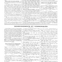 0256 - Page 256 - Chroniques, variétés et informations. Nouvelles. Corps de santé militaire / Corps de santé des troupes coloniales / Service de santé de la marine / Actes de la Faculté de Paris / Renseignements et communiqués