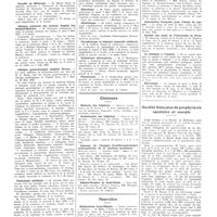 0311 - Page 311 - Chroniques, variétés et informations. Université de Paris. Congé de la mi-carême / Faculté de médecine / Clinique médicale des enfants, hôpital des enfants-malades / Clinique gynécologique (hôpital Broca) / Pathologie médicale / Pathologie et thérapeutiques générales / Histologie / Obstétrique / Parasitologie et histoire naturelle médicale / Pathologie chirurgicale / Physiologie / Concours. Médecin des hôpitaux / Radiologiste des hôpitaux / Internat de l'hospice Paul-Brousse-Centre antincacéreux de la banlieue parisienne / Hôpital-hospice de Saint-Denis / Nouvelles. Distinctions honorifiques / Association française pour l'étude du cancer / Société des amis de l'université de Paris / La musique à l'hôpital / Nécrologie / Société française de prophylaxie sanitaire et morale