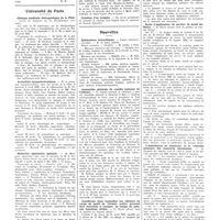 0407 - Page 407 - Chroniques, variétés et informations. Livres nouveaux. Les sels d'or en dermatologie et en syphiligraphie, par Lebeuf et L. Mollard. Préface du prof. Nicolas... (Masson et Compagnie, éditeurs), 1932... / Université de Paris. Clinique médicale thérapeutique de la pitié / Actualités sympathologiques / Médecine opératoire spéciale / Hôpitaux et hospices. Asiles publics d'aliénés / Création d'un hospice / Nouvelles. Distinctions honorifiques / Assemblée générale du comité national de l'enfance / Conditions dans lesquelles les officiers du corps de santé de l'armée active peuvent être autorisés à occuper, en temps de paix, des fonctions civiles / Ecole d'application du service de santé militaire / L'installation de sanatoria et le contrôle sanitaire des sanatoria clandestins
