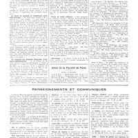 0408 - Page 408 - Chroniques, variétés et informations. Nouvelles. L'installation de sanatoria et le contrôle sanitaire des sanatoria clandestins / Le choix du médecin et l'assistance médicale gratuite / VIe congrès des sociétés françaises d'oto-neuro-ophtalmologie / Corps de santé militaire / Nécrologie / Actes de la Faculté de Paris / Renseignements et communiqués