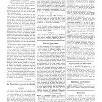 0446 - Page 446 - Chroniques, variétés et informations. Projet de réforme des études médicales / La médecine à travers le monde / Belgique / Canada / Mexique / Livres nouveaux. Les abcès cérébraux et leur traitement par J. Piquet... (Masson et Compagnie, édit.), Paris... [D. Petit-Dutaillis] / Métritis y salpingitis (métrites et salpingites), par Clément Matry (Bailly-Baillière, édit.), Madrid, 1931 [Henri Vignes] / Université de Paris. Hygiène / Pathologie médicale / Travaux pratiques de médecine légale / Universités de province. Faculté de médecine de Strasbourg / Hôpitaux et hospices. Hôpital d'Aulnay-sous-Bois / Concours. Agrégation (1er degré)
