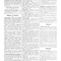 0487 - Page 487 - Chroniques, variétés et informations. Université de Paris. Consultation de neuro-psychiatrie infantile / Ecole de sérologie de la Faculté de médecine de Paris / Universités de province. Faculté de médecine de Montpellier / Hôpitaux et hospices. Hôpital Broca (services des Drs Weissenbach et Tzanck) / Cours de perfectionnement sur les maladies des artères, des veines et des capillaires / Services d'ophtalmologie des hôpitaux Laënnec et enfants-malades / Hôpital Bichat / Hôpital Broussais / Hôtel-Dieu / Hôpital de la pitié / Hôpital Tenon / Hospice de Bicêtre / Asile Jules-Siegfried / Sanatoriums de Champrosay, Villemin et La Bruyère / Concours. Hospices civils de Rouen / Nouvelles. Médaille du Dr Lortat-Jacob / Le Ve salon des médecins de Provence