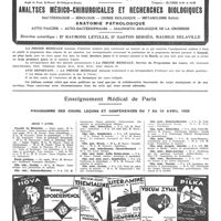 0533 - Page 532-A - Enseignement médical de Paris. Programme des cours, leçons et conférences du 7 au 10 avril 1932