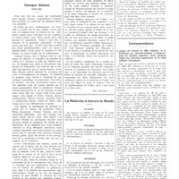 0545 - Page 541 - Chroniques, variétés et informations. Médecins philosophes / Georges Guino (1859-1932) [Nécrologie] [Léon Bernard] / La médecine à travers le monde. Irlande / Pologne / Roumanie / Correspondance. A propos de l'article de MM. Chifoliau et A. Folliasson sur : thrombo-phlébite à streptocoques du membre supérieur droit ; guérison rapide par résection segmentaire de la veine axillaire thrombosée