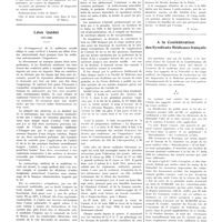 0967 - Page 955 - Médecine sociale. Jurisprudence, informations professionnelles. Les centres de diagnostic / Léon Quidet. 1871-1932 [Nécrologie] / A la confédération des syndicats médicaux français