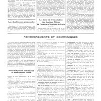 0976 - Page 964 - Chroniques, variétés et informations. Nouvelles. Comité national de l'enfance / Société de sexologie / Les conférences-promenades / Le dîner de l'association des anciens élèves de l'institut d'hygiène de Paris / Renseignements et communiqués