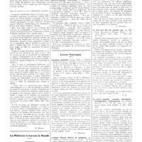 1059 - Page 1047 - Chroniques, variétés et informations. Intérêts professionnels / La médecine à travers le monde. Argentine / Belgique / Livres nouveaux. Actualités infantiles. Leçons faites à l'hôpital Saint-Louis (annexe Grancher), sous la direction de M. L. Badonneix, par MM. E. Azerad, L. Babonneix, H. Biancani, J. Blum, A. Cayla, J. Delarue, J. Hutinel, P. Lonjumeau, A. Marçais, Maurice Lévy, Gilbert Robin, J. Sigwald, E. Terrien... (Masson et Compagnie, éditeurs, Paris 1932)... [G. Schreiber] / L'Armée d'Orient délivrée du paludisme, par Edmond et Etienne Sergent. Préface du Dr Roux... (Masson et Compagnie, édit.), Paris 1932... [P. Desfosses] / Le livre des plus de soixante ans, par MM. Pierre Bouloumié et Maurice Boigey... (Albin Michel, édit.), Paris... / La cavité cotyloïde : anatomie chirurgicale ; développement, malformations, par Raymond Dieulafé... (J.-B. Baillière et fils), Paris, 1931