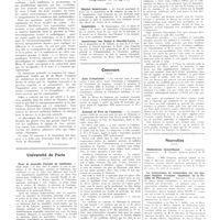 1103 - Page 1091 - Chroniques, variétés et informations. Livres nouveaux. Traité de physiologie normale et pathologique, publié sous la direction de G.-H. Roger... et Léon Binet... Tome VI : Circulation, par MM. J. Demoor, Ph. Fabre, H. Frédéricq, H. Hermann, P. Mathieu, H. de Waele... (Masson et Compagnie, édit.)... [R. Lutembacher] / Université de Paris. Pour la nouvelle Faculté de médecine / Bibliothèque de la Faculté (Vacances 1932) / Hôpitaux et hospices. Hôpital Saint-Louis / Salpêtrière / Sanatorium des Roses à Chevilly-Larue / Concours. Aide d'anatomie / Internat et Prix de l'externat / Nouvelles. Distinctions honorifiques / Le laboratoire de recherches sur les drogues simples d'origine végétales de la faculté de pharmacie / Commission supérieure consultative d'hygiène et d'épidémiologie militaires