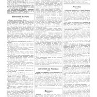 1811 - Page 1795 - Chroniques, variétés et informations. Livres reçus / Université de Paris. Clinique gynécologique, Broca / Jeudis de la clinique Saint-Louis / Thérapeutique / Puériculture / Universités de province. Faculté de médecine et de pharmacie de Bordeaux / Concours. Externat / Hospice national des quinze-vingts / Nouvelles. Conférences médicales de l'hôtel Chambon / Pour éviter les démêlés de la médecine et de la T.S.F. / Saint-Hubert-Club médical / Remise du diplôme de docteur «honoris causa» de l'université de Montpellier aux professeurs Bordet (de Bruxelles), Ferrer y Cagigal et Peyri (de Barcelone) / Association amicale des anciens étudiants de la Faculté de médecine et de pharmacie de Lille / Un hommage au professeur Batailllon / Fédération nationale des médecins du front