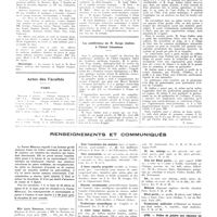 2012 - Page 1996 - Chroniques, variétés et informations. Nouvelles. Corps de santé militaire / Nécrologie / Actes des Facultés. Paris / Toulouse / La conférence de M. Serge Judine, à l'hôtel Chambon / Renseignements et communiqués