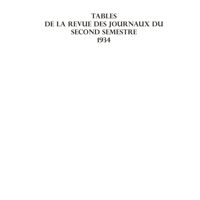 0057 - Page sans numérotation - Tables de la revue des journaux du second semestre 1934