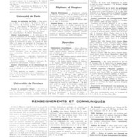 0060 - Page 56 - Chroniques, variétés et informations. Listes des congrès et manifestations médicales en 1935 / Université de Paris. Faculté de médecine de Paris / Chimie toxicologique / Institut d'hydrologie et de climatologie de Paris / Universités de province. Faculté de médecine d'Alger / Faculté de médecine de Nancy / Hôpitaux et hospices. Hôpital Bretonneau / Hôpital Broca / Nouvelles. Distinctions honorifiques / VIe anniversaire de la mort du professeur Widal / Comité consultatif de l'enseignement supérieur public / Nomination / Conseil supérieur d'hygiène publique / Association internationale des médecins radiesthésistes / Renseignements et communiqués