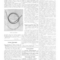 0099 - Page 95 - Chroniques, variétés et informations. Instruments nouveaux. Nouveau cathéter gastro-duodénal pour tubage duodénal rapide / Livres nouveaux. Précis d'histologie. La cellule ; les tissus ; les organes, par A. Branca et J. Verne... (Masson et Compagnie, éditeur.). Paris, 1934... [G. Roussy] / Centenaire de la société royale de médecine de Gand. Livre jubilaire édité avec le concours de la revue belge des sciences médicales, Louvain, 1934. (Etablissement François Ceuterick.)... [P. Desfosses] / Livres reçus / Université de Paris. Radiologie et électrologie médicales