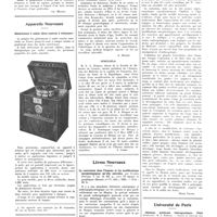 0241 - Page 237 - Chroniques, variétés et informations. Intérêts professionnels / Appareils nouveaux. Générations à ondes ultra-courtes à éclateurs / La médecine à travers le monde. Hongrie / Vénezuéla / Livres nouveaux. La castration chez l'homme et les modifications morphologiques qu'elle entraîne, par Eugène Pittard... (Masson et Compagnie, édit.), 1934... [Henri Vignes] / Université de Paris. Clinique médicale thérapeutique, Pitié