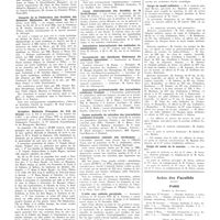 0323 - Page 319 - Chroniques, variétés et informations. Nouvelles. VIIe Congrès de l'association internationale de Thalassothérapie / Congrès de la fédération des sociétés des sciences médicales de l'Afrique du Nord / Croisière médicale française du S/S de Grasse / Ligue internationale des sociétés de la Croix-Rouge / Association internationale des médecins radiesthésistes / Groupement des syndicats nationaux de médecins spécialisés / Association professionnelle des journalistes médicaux français / Caisse mutuelle de retraites des journalistes médicaux français / L'association amicale des cardiaques / L'aide aux enfants paralysés / Corps de santé militaire / Corps de santé de la marine / Actes des facultés. Paris
