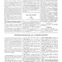 0524 - Page 520 - Chroniques, variétés et informations. Nouvelles. Institut des Hautes Etudes Chinoises / Comité d'entente des associations d'étudiants en médecine de Paris / IXe Congrès de l'association des gynécologues et obstétriciens de langue française / IIe Congrès Belge de stomatologie / Nécrologie / Actes des facultés. Paris / Bordeaux / Renseignements et communiqués