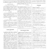 0819 - Page 815 - Chroniques, variétés et informations. Société française d'histoire de la médecine / La médecine à travers le monde. Grande-Bretagne / Hollande / Russie / Livres nouveaux. La colibacillose. Etude clinique et thérapeutique, par L. Strominger... (Masson, éditeur), Paris 1935... [G. Wolfromm] / Plantes médicinales de France... (Centre de documentation technique et économique sur les plantes médicinales et aromatiques)... / Université de Paris. Clinique des maladies mentales et de l'encéphale / Physiologie de l'éducation physique / Institut de technique sanitaire et hygiène des industries / Hôpitaux et hospices. Hôpital Foch / Concours. Médecins des hôpitaux / Chirurgien des hôpitaux / Oto-rhino-laryngologistes des hôpitaux / Electro-radiologistes des hôpitaux / Prosectorat / Adjuvat / Maison de Saint-Lazare / Médecins directeurs et médecins adjoints des sanatoriums publics / Directeur de bureau municipal d'hygiène