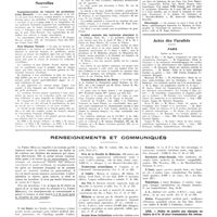 0820 - Page 816 - Chroniques, variétés et informations. Nouvelles. Commémoration de l'oeuvre du professeur Léon Bernard / Prix Etienne Taesch / Association amicale des anciens médecins des corps combattants / Société amicale des médecins alsaciens / Tennis-club médical de Paris / La croisière médicale franco-belge des grandes vacances 1935 / Actes des facultés. Paris / Renseignements et communiqués
