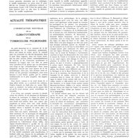 0849 - Page 845 - Travaux originaux. Le souffle amphorique dans le pneumothorax thérapeutique. Par MM. Warembourg et Roose / Actualité thérapeutique. L'orientation nouvelle de la climatothérapie de la tuberculose pulmonaire