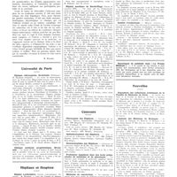 0915 - Page 911 - Chroniques, variétés et informations. Livres nouveaux. Les syndromes hépato-endocriniens, par le prof. Parturier... (Vigot, éditeur), Paris... [R. Rivoire] / Université de Paris. Clinique chirurgicale, St-Antoine / Clinique médicale propédeutique, Broussais / Hôpitaux et hospices. Hôpital Lariboisière / Hôpital de la Pitié / Hôpital maritime de Berck-Plage / Concours. Chirurgiens des hôpitaux / Ophtalmologistes des hôpitaux / Stomatologistes des hôpitaux / Professeur suppléant dans une école préparatoire de médecine et de pharmacie / Médecins de sanatorium / Institut d'actinologie / Nouvelles. Exposition des collections artistiques de la faculté de médecine de Paris / Amicale des médecins de Bretagne / Voyages de l'univers médical
