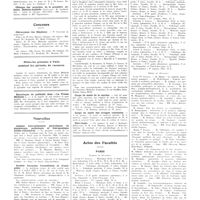 1063 - Page 1055 - Chroniques, variétés et informations. Université de Paris. L'art à la faculté de médecine de Paris / Clinique des maladies de la première enfance, enfants-assistés / Concours. Chirurgiens des hôpitaux / Médecins présents à Paris pendant les périodes de vacances / Nouvelles. Assises internationales périodiques de physiologie, pathologie et thérapeutique cardio-vasculaires / Société française d'anesthésie et d'analgésie / VIIIe croisière médicale française / Corps de santé de marine / Corps de santé des troupes coloniales / Nécrologie / Actes des facultés. Paris