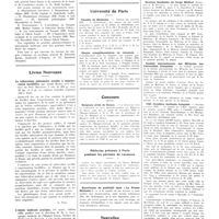 1159 - Page 1151 - Chroniques, variétés et informations. La médecine à travers le monde. Roumanie / Turquie / Livres nouveaux. La tuberculose pulmonaire occulte à expectoration bacillifère, par André Meyer, avec du préface du prof. Bezançon... (Amédée Legrand, édit.), Paris [G. Poix] / L'année médicale pratique..., édition 1935, publiée sous la direction de M. C. Lian... (R. Lépine, éditeur), Paris... / Université de Paris. Faculté de médecine / Stages complémentaires de vacances / Concours. Hospices civils de Rouen / Médecins présents à Paris pendant les périodes de vacances / Nouvelles. Institut Pasteur / Bourses familiales du corps médical / Société internationale des médecins des universités françaises / VIIIe croisière médicale française