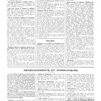 1364 - Page 1360 - Chroniques, variétés et informations. Concours. Médecins adjoints à l'hôpital de Bône / Chirurgien adjoint à l'hôpital Miliana / Chirurgien suppléant à l'hôpital d'Oran / Chirurgien adjoint à l'hôpital de Philippeville / Bureau municipal d'hygiène de Vincennes / Médecin inspecteur d'hygiène adjoint de circonscription dans le département du Calvados / Hospices civils de Rouen / Nouvelles. Réception en l'honneur du professeur Austregésilo / XXIIe Congrès de l'alliance d'hygiène sociale / Nécrologie / Renseignements et communiqués