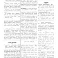 1377 - Page 1375 - Chroniques, variétés et informations. La médecine à travers le monde. Roumanie / Russie / Suisse / Livres nouveaux. Cliniques médicale de l'Hôtel-Dieu de Paris (deuxième série), par le prof. Paul Carnot... (J.-B. Baillière et fils, éditeurs), Paris, 1935 [L. Rivet] / Les adhérences, par V. Pauchet et H. Gaehlinger... (Doin et compagnie, éditeur), Paris, 1934 [J. Sénèque] / Université de Paris. Puériculture / Concours. Chirurgien adjoint à l'hôpital de Bône / Médecin adjoint à l'hôpital de Bône / Radiologiste de l'hôpital de Bône / Médecin adjoint à l'hôpital d'Oran / Médecins présents à Paris du 1er septembre au 7 septembre 1935