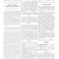 1446 - Page 1446 - Chroniques, variétés et informations. L'Aristoloche et les moucherons / L'hépatite suppuré de Napoléon à Sainte-Hélène. Une lettre de M. Antomarchi / La médecine à travers le monde. Chili / Italie / Roumanie / Russie / Livres nouveaux. Oedèmes et congestions pulmonaires, par MM. G. Gaussade... (Félix Alcan, éditeur)..., Paris, 1934... [L. Rivet] / Concours. Agrégation de médecine