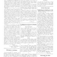 1470 - Page 1470 - Chroniques, variétés et informations. L'inexistence au Brésil de la luxation congénitale de la hanche / Chirurgie et musique [P.-E. Morhardt] / La médecine à travers le monde. Indes Portugaises / Russie / Livres nouveaux. Considérations sur le traitement par la radiothérapie profonde des fibro-myomes de l'utérus, par J. Paschetta... (N. Maloine), Paris, 1934 [Morel Kahn] / Université de Paris. Clinique de la tuberculose