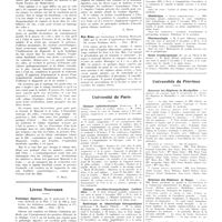 1699 - Page 1703 - Chroniques, variétés et informations. Correspondance. À propos de la valeur du tubage duodénal pour le diagnostic des kystes hydatiques du foie ouverts dans les voies biliaires [F. Dévé] / Livres nouveaux. Pathologie digestive, par le professeur P. Harvier... (Collection des initiations médicales) (Masson et compagnie, éditeurs), Paris 1935 [L. Rivet] / Mon menu, par Gottschalk et Prosper Montagné. Edité par la Société d'application scientifiques, 19 avenue Trudaine, Paris... / Université de Paris. Clinique ophtalmologique / Clinique oto-rhino-laryngologique Lariboisière / Hydrologie et climatologie thérapeutiques / Microbiologie / Obstétrique / Pharmacologie / Ecole d'antropologie / Université de province. Externat des hôpitaux de Montpellier / Externat des hôpitaux de Nancy