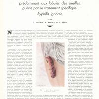 1809 - Page 1816 - Travaux originaux. Maladie de Raynaud prédominant aux lobules des oreilles, guérie par le traitement spécifique. Syphilis ignorée. Par MM. G. Milian, A. Ravina et L. Périn