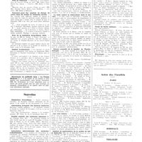 1880 - Page 1887 - Chroniques, variétés et informations. Concours. Adjuvat et prosectorat de la Faculté de médecine de Paris / Assistant d'électro-radiologie / Prix de l'internat / Concours pour des emplois de chargé de cours dans les écoles de médecine navale / Prix de la formation Serge-Henry Salle / Institut d'actinologie / Nouvelles. Distinctions honorifique / Association française des femmes médecins / Société amicale des médecins alsaciens / Association internationale des médecins radiesthésistes / Le ski club médical / La lutte contre la tuberculose dans la marine / Séance annuelle de la société de psychothérapie / Les voix latines / Institut de puériculture de la goutte de lait de Belleville / Corps de santé militaire / Nécrologie / Actes des Facultés. Paris / Bordeaux / Toulouse