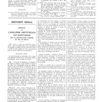 1888 - Page 1895 - Travaux originaux. Efficacité de l'acétylcholine dans le traitement de l'épilepsie traumatique. Par MM. Fribourg-Blanc, Lassale et Passa... / Bibliographie / Mouvement médical. Effets de l'analgésie obstétricale par barbituriques sur la contraction utérine et sur le foetus