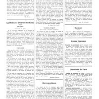 2035 - Page 2046 - Chroniques, variétés et informations. L'hygiène qui paie / La médecine à travers le monde. Belgique / États-Unis / Tchécoslovaquie / Correspondance [René A. Gutmann] / Livres nouveaux. Parasites et parasitisme, par P. Grassé... (Armand Colin), Paris, 1935... [Ch. Joyeux] / Université de Paris. Faculté de médecine de Paris / Anatomie pathologique