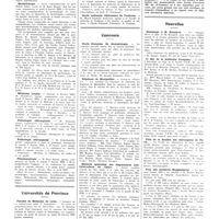 2036 - Page 2047 - Chroniques, variétés et informations. Université de Paris. Anatomie pathologique / Bactériologie / Médecine légale / Pathologie chirurgicale / Pathologie chirurgicale / Pharmacologie / Université de province. Faculté de médecine de Lyon / Ecole nationale vétérinaire de Toulouse / Concours. Ecole française de stomatologie / Hôpitaux de Montpellier / Médecin spécialisé des dispensaires antituberculeux de l'Isère / Nouvelles. Hommage à M. Beaujard / Xe bal de la médecine française / Prix de la société des chirurgiens de Paris / Prix des archives hospitalières / L'esperanto médical