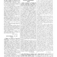 0021 - Page 11 - Le journal de médecine de Lyon. M. Feuillade et H. Edel. L’huile soufrée dans le traitement des états d’agitation / L. Bouchut, P. Ravault et A. Guichard. Contribution au traitement de certains rhumatismes aigus et subaigus. Les injections de lait et l’abcès de fixation / Revue médicale de l’est (Nancy). A. Magitot. Les rétinites de l’hypertension artérielle / Klinische Wochenschrift (Berlin). A. Wolter. La dactylite et la phalangite dans la syphilis, la tuberculose, les «sarcoïdes au sens large», d’après Darier (lupus pernio et sarcoïde de Boeck), le pian et la lèpre / Victor Hammerschlag. La polyallélie comme fondement de la transmission héréditaire dans la paralysie spinale spastique / Richard Hauptfeld. Le point d’attaque de la pitressine dans les reins