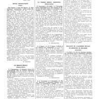 0069 - Page 35 - Journal de radiologie et d’électrologie (Paris). G. Chaumet. Les péri-arthrites scapulo-humérales ; étude statistique / Revue neurologique (Paris). René Nyssen et Ludo Van Bogaert. La dégénérescence systématisée optico-cochléo-dentelée / La Semana Medica (Buenos-Aires). J. J. Spangenberg et F. Guagnini. Action de la pyrétothérapie dans les artérites oblitérantes des extrémités / La Prensa Medica Argentina (Buenos-Aires). R. Vaccarezza, L. M. Dalke et A. Vaccarezza. Valeur diagnostique de la séro-réaction de Widal chez les sujets soumis à la vaccination antityphique / A. G. Ramos et A. G. P. Ramos. L’obésité et ses relations avec l’obstétrique / R. F. Vaccarezza, J. S. Fernandez et E. Sinjer. Rétraction et dislocation lobulaire consécutive au pneumothorax artificiel / Bruxelles médical. G. Vermeylen et J. Heernu. Le traitement des états dépressifs par le dinitrophénol / Bulletin de l’Académie royale de médecine de belgique (Bruxelles). J. La Barre. Le rôle des hormones duodénales (sécrétines) dans le métabolisme glucidique