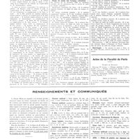 0060 - Page 56 - Chroniques, variétés et informations. Nouvelles. Corps de santé militaire / Corps de santé des troupes coloniales / Nécrologie / Actes de la faculté de Paris. Examens de doctorat / Thèses de doctorat / Renseignements et communiqués