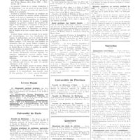 0075 - Page 71 - Chroniques, variétés et informations. Livres nouveaux. Dermatologie, 2e édition (Collection des initiations médicales), par M. Sézary... (Masson, édit), Paris, 1937... [R. Burnier] / Livres reçus / Université de Paris. Faculté de médecine / Travaux pratiques de médecine opératoire spéciale / Ecole pratique des hautes études / Universités de province. Faculté de médecine d'Alger / Faculté de médecine de Bordeaux / Faculté de médecine de Toulouse / Concours. Mutations des chefs de service / Chirurgiens des hôpitaux / Médecins des hôpitaux / Médecin suppléant au service médical de nuit / Nouvelles. Distinctions honorifiques / Récompenses pour travaux scientifiques