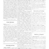 0115 - Page 111 - Chroniques, variétés et informations. Correspondance. Auscultation du coeur par voie épigastrique [Stanislaw Rawicz] / Livres nouveaux. Gaufridy, par Henry Meige... (Gallimard, éditeur, Paris) / Université de Paris. Faculté de médecine / Clinique obstétricale Baudelocque / Travaux pratiques de médecine opératoire spéciale / Universités de province. Faculté de médecine de Bordeaux / Faculté de médecine de Marseille / Hôpitaux et hospices. Hôpital Ambroise-Paré / Hôpital Tenon