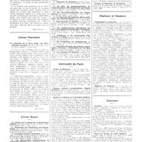 0187 - Page 183 - Chroniques, variétés et informations. Questions fiscales [René Pinchon] / Livres nouveaux. Le traitement de la fièvre jaune. Les thérapeutiques nouvelles, par M. P. Mollaret... (Baillière et fils). Paris [Ch. Joyeux] / Livres reçus / Université de Paris. Faculté de médecine / Clinique médicale propédeutique, hôpital Broussais / Hygiène et clinique de la première enfance / Universités de province. Faculté de médecine de Nancy / Faculté de médecine de Strasbourg / Hôpitaux et hospices. Amphithéâtre d'anatomie / Hôpitaux de Toulouse / Concours. Internat / Ecole du service de santé militaire