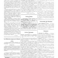 0227 - Page 223 - Chroniques, variétés et informations. Le professeur Bindo de Vecchi [Nécrologie] [G. Roussy] / La médecine à travers le monde. Canada / Yougoslavie / Correspondance. A propos du traitement du mal de mer [Gabriel ; Roland Leven] / Livres reçus / Livres nouveaux. Diagnostic bactériologique de la tuberculose, par A Saenz et L. Costil... (Masson et Compagnie, éditeur)... [G. Poix] / Université de Paris. Clinique gynécologiques de Paris / Hygiène / Universités de province. Ecole de médecine de Tours / Concours. Chirurgiens des hôpitaux / Internat / Hôpital de St-Germain-en-Laye