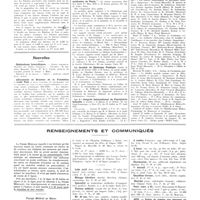 0228 - Page 224 - Chroniques, variétés et informations. Université des province. Hôpital de St-Germain-en-Laye / Nouvelles. Distinctions honorifiques / Allocations et bourses de la fondation «Lady Tata» / Société d'hydrologie et de climatologie médicales de Paris / La société de médecine publique / Le 1er congrès international de psychiatrie infantile / Renseignements et communiqués