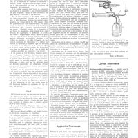 0248 - Page 244 - Chroniques, variétés et informations. La médecine à travers le monde. New-York / Italie / Appareils nouveaux. Robinet à trois voies pour ponction pleurale / Livres nouveaux. Pratique médico-chirurgicale. - Publiée sous la direction de MM. Couvelaire, Lemierre et Lenormant... (Masson et Compagnie, éditeur), Paris...