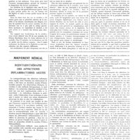 0341 - Page 337 - Travaux originaux. Les récidives de la diphtérie. Par Georges Tron... / Mouvement médical. Roentgenthérapie des affections inflammatoires aiguës