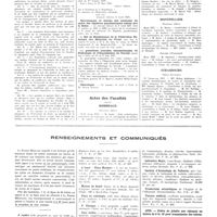 0588 - Page 584 - Chroniques, variétés et informations. Recrutement et statuts des médecins du cadre des hôpitaux psychiatriques autres que la Seine / Le bal de bienfaisance de la fédération nationale des médecins du Front / Les premières journées internationales de pathologie et d'organisation du travail / Nécrologie / Actes des facultés. Bordeaux / Lyon / Lyon / Montpellier / Strasbourg / Renseignements et communiqués